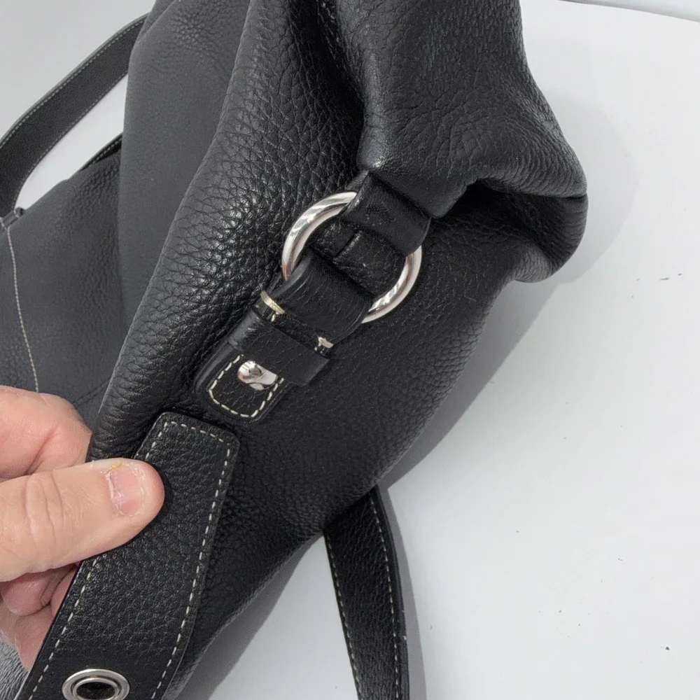 COACH Black Pebble Leather Duffle Crossbody Shoulder Purse Bag F15064 Medium-Lrg - Picture 7 of 16